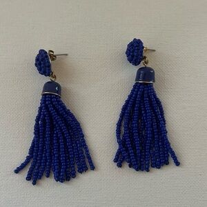 Blue beaded earrings dangle